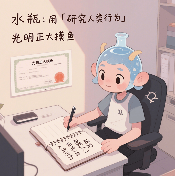 星座本周摸鱼许可证：双子带薪追星有理，巨蟹厕所带薪想家，水瓶用「研究人类行为」光明正大摸鱼